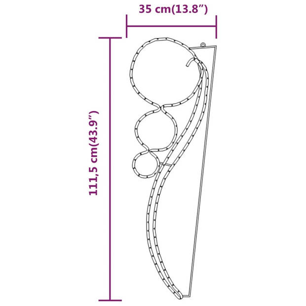 vidaXL Lichtkabels 2 st balvormig warmwit 115,5x35x4,5 cm