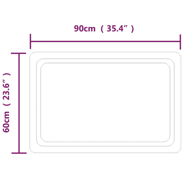 vidaXL Badkamerspiegel LED 90x60 cm