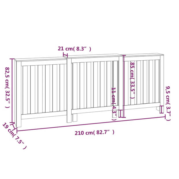 vidaXL Radiatorombouw 210x21x85 cm massief grenenhout