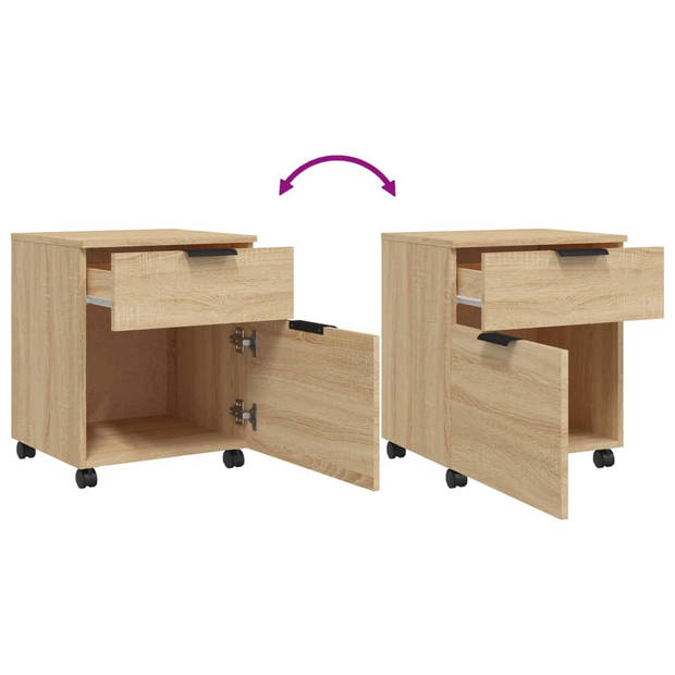 The Living Store Dossierkast Sonoma Eiken - Bureaukast 45x38x54 cm - Zwenkwielen