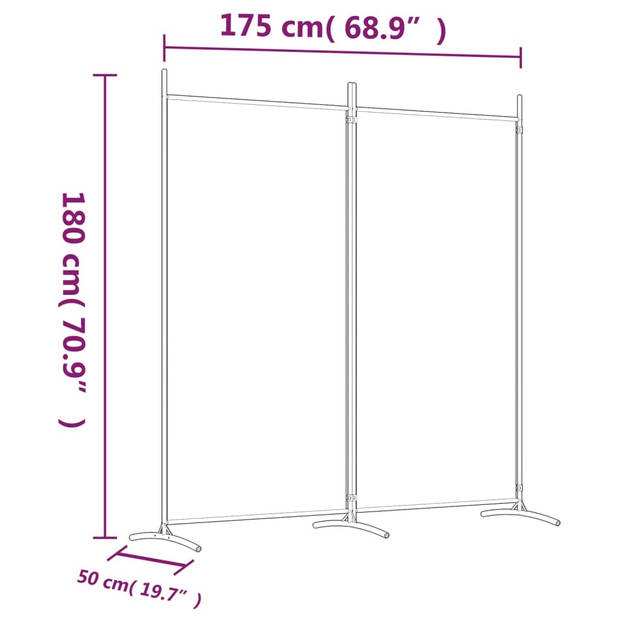 vidaXL Kamerscherm met 2 panelen 175x180 cm stof wit