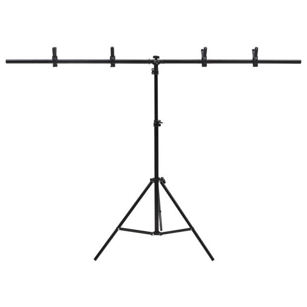 vidaXL Achtergrondstandaard T-vormig 151x60x(70-200) cm zwart