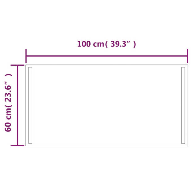 vidaXL Badkamerspiegel LED 60x100 cm