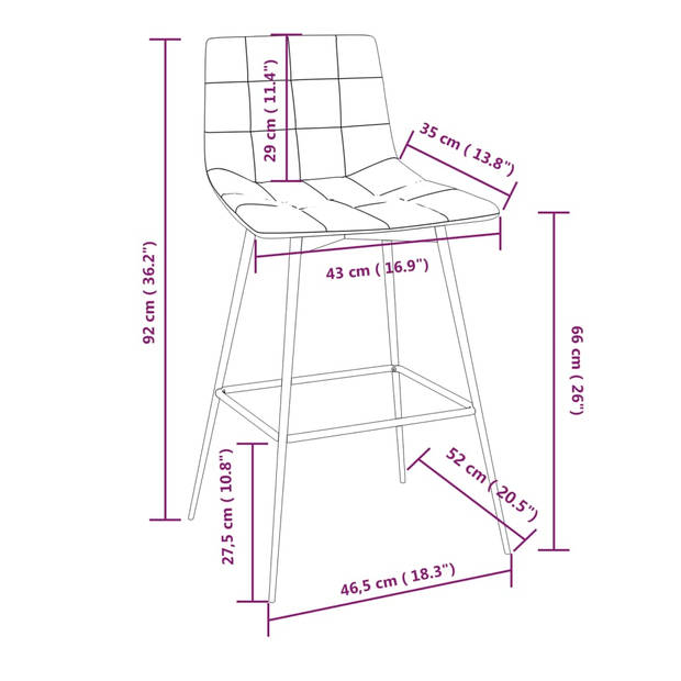 The Living Store Barkrukken - Kunstleren barkruk lichtbruin - 46.5 x 52 x 92 cm - Voetensteun - The Living Store