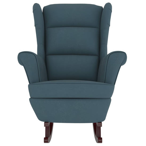 The Living Store Schommelstoel - Fauteuil - 78x93x97 cm - Blauw fluweel