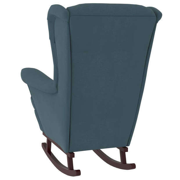 The Living Store Schommelstoel - Fauteuil - 78x93x97 cm - Blauw fluweel