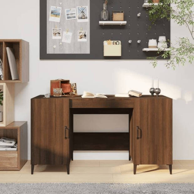 The Living Store Bureau Industrieel - 140 x 50 x 75 cm - Bruineiken