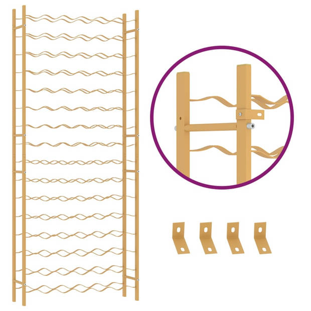 vidaXL Wijnrek voor 96 flessen metaal goudkleurig