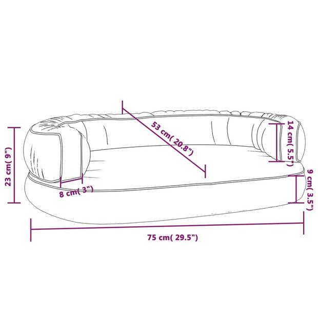 The Living Store Hondenmand - Grijs Kunstleer - 75 x 53 x 23 cm (B x D x H) - Met Anti-Slip Onderkant