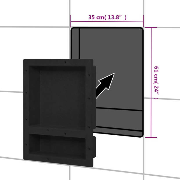 vidaXL Douchenis met 2 vakken 41x51x10 cm matzwart