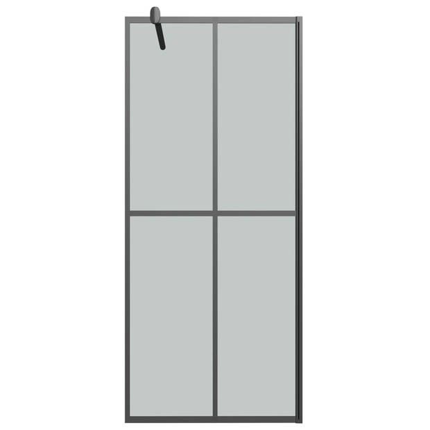 vidaXL Inloopdouchewand met schap 100x195 cm ESG-glas aluminium zwart