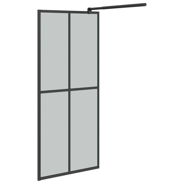 vidaXL Inloopdouchewand met schap 100x195 cm ESG-glas aluminium zwart