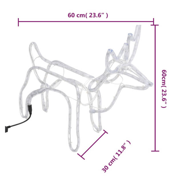 vidaXL Kerstfiguur rendier koudwit 60x30x60 cm