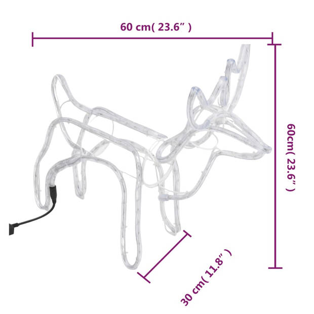 vidaXL Kerstfiguur rendier warmwit 60x30x60 cm