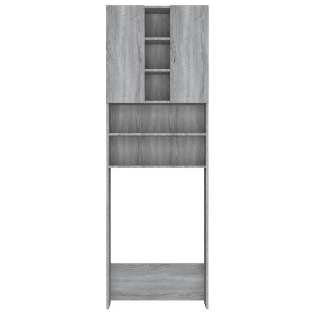 The Living Store Waskast Grijs Sonoma Eiken - 64x25.5x190 cm - Bewerkt hout