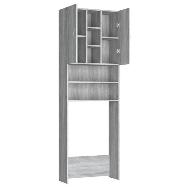 The Living Store Waskast Grijs Sonoma Eiken - 64x25.5x190 cm - Bewerkt hout