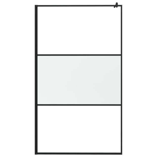 vidaXL Inloopdouchewand 115x195 cm mat ESG-glas zwart