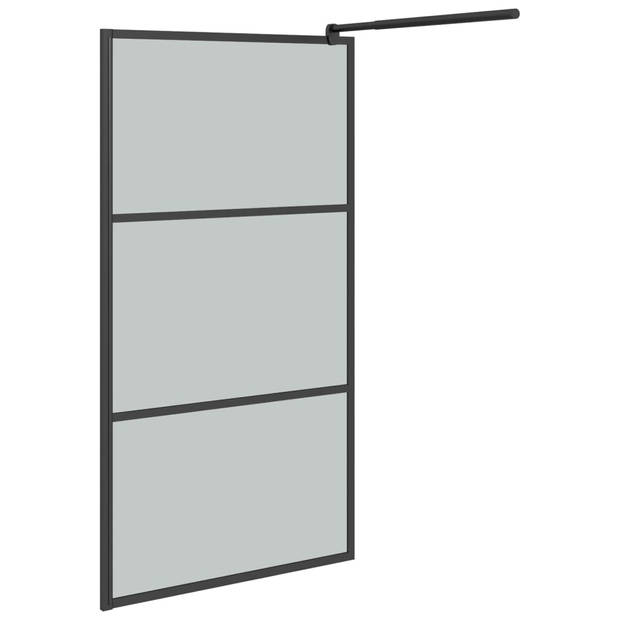 vidaXL Inloopdouchewand 100x195 cm donker ESG-glas zwart