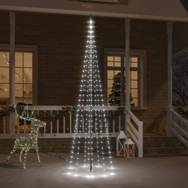 vidaXL Vlaggenmast kerstboom 310 LED's koudwit 300 cm