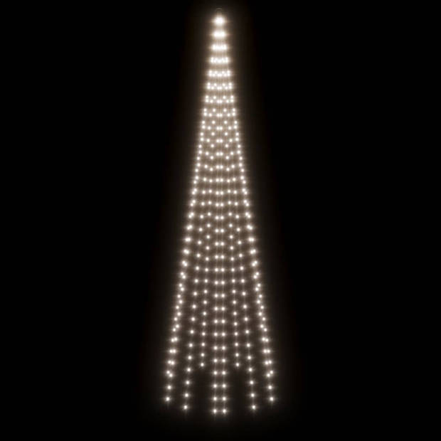 vidaXL Vlaggenmast kerstboom 310 LED's koudwit 300 cm