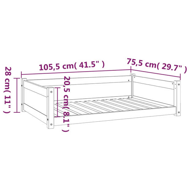 The Living Store Hondenmand Massief Grenenhout - 105.5x75.5x28 cm - Ondersteunende zijwanden - Tijdloos ontwerp