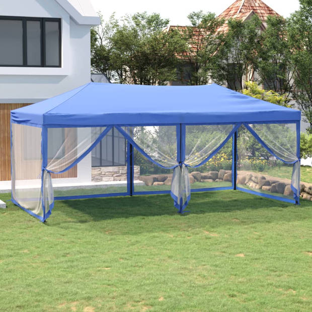 vidaXL Partytent inklapbaar met zijwanden 3x6 m blauw