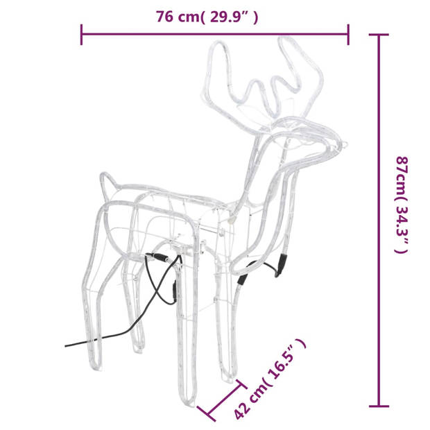 vidaXL Kerstfiguur rendier met bewegende kop warmwit 76x42x87 cm