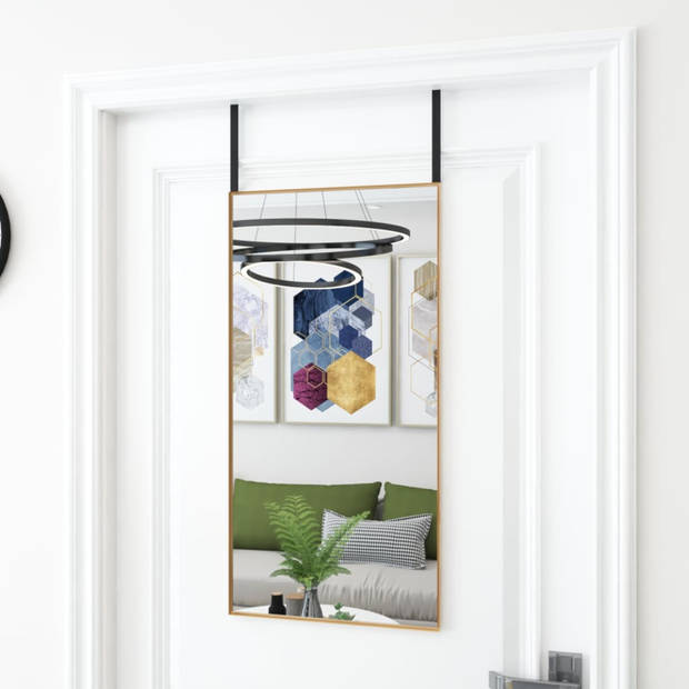 vidaXL Deurspiegel 40x80 cm glas en aluminium goudkleurig