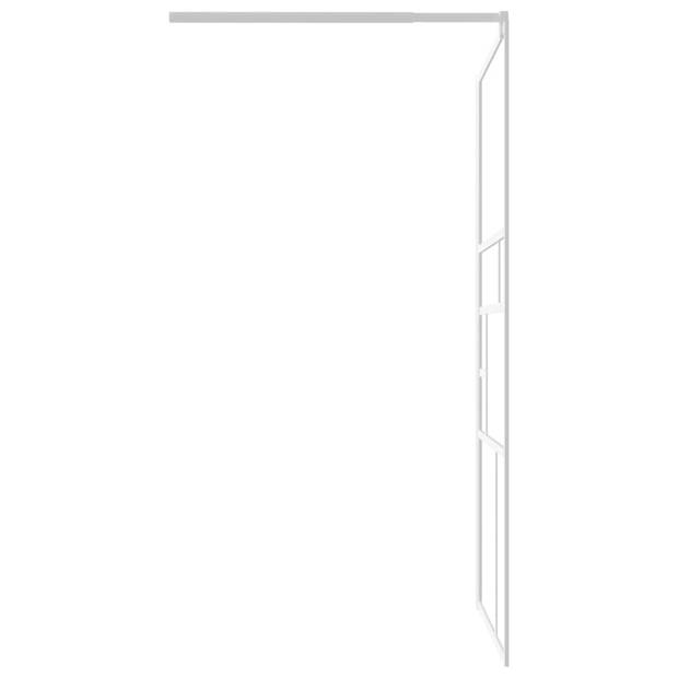 vidaXL Inloopdouchewand met schap 100x195 cm ESG-glas aluminium wit