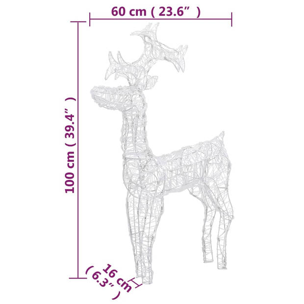 vidaXL Kerstversiering rendier 3 st 60x16x100 cm acryl