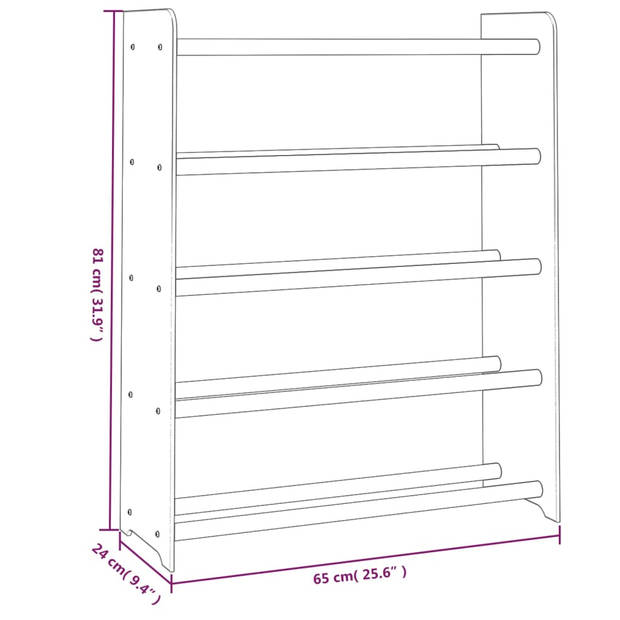 vidaXL Schoenenrek 65x24x81 cm bewerkt hout grijs