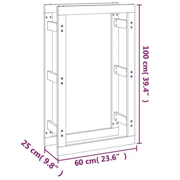 vidaXL Haardhoutrek 60 x 25 x 100 cm massief grenenhout grijs