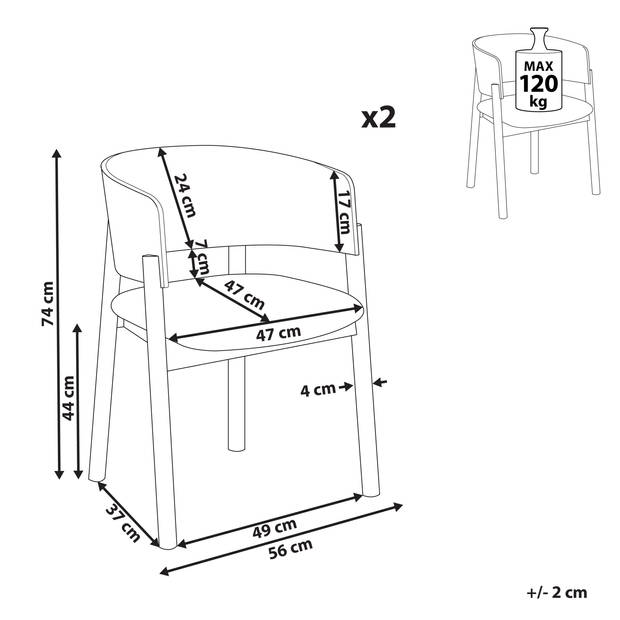 Beliani MARIKANA - Eetkamerstoel-Lichte houtkleur-Polyester, Rubberhout, Multiplex