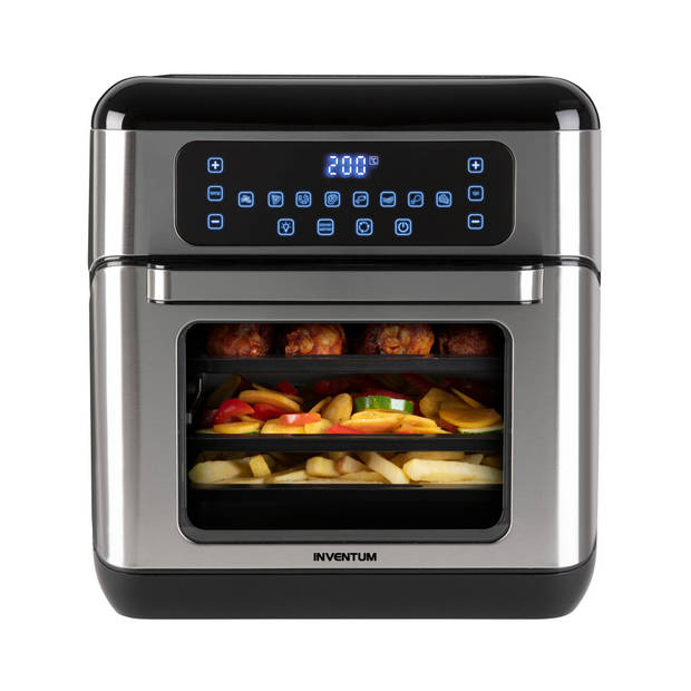 Inventum GF1200HLD - Airfryer oven - Heteluchtfriteuse met roterende mand - Inhoud 12 liter - Zwart/RVS
