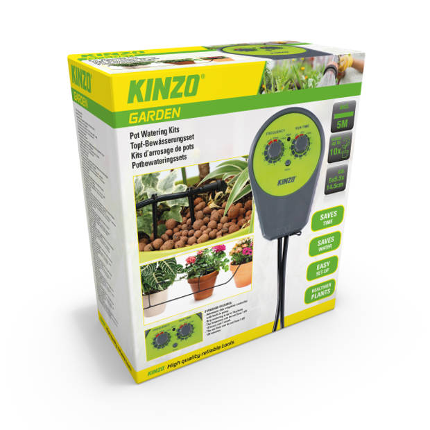Kinzo Bewateringssysteem - Druppelsysteem tot 10 Planten - Ingebouwde Timer - 5 Meter Slang