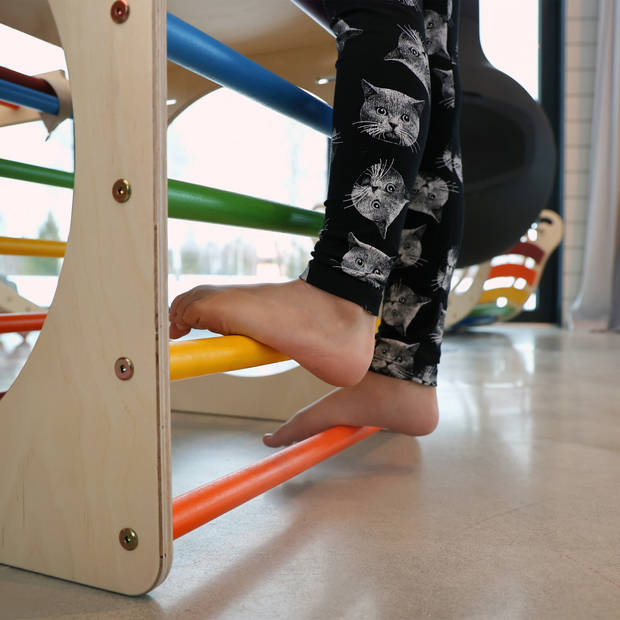 KateHaa Activiteiten Kubus met ladder van hout in regenboogkleuren Indoor Klimrek voor kinderen