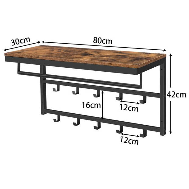 Ylumen Kapstok Wesly B 80 cm H 42 cm bruin zwart