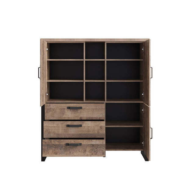 Emile dressoir 3 deuren, 3 laden, 3 planken, eik decor.