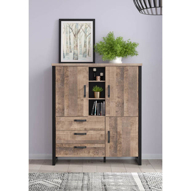 Emile dressoir 3 deuren, 3 laden, 3 planken, eik decor.