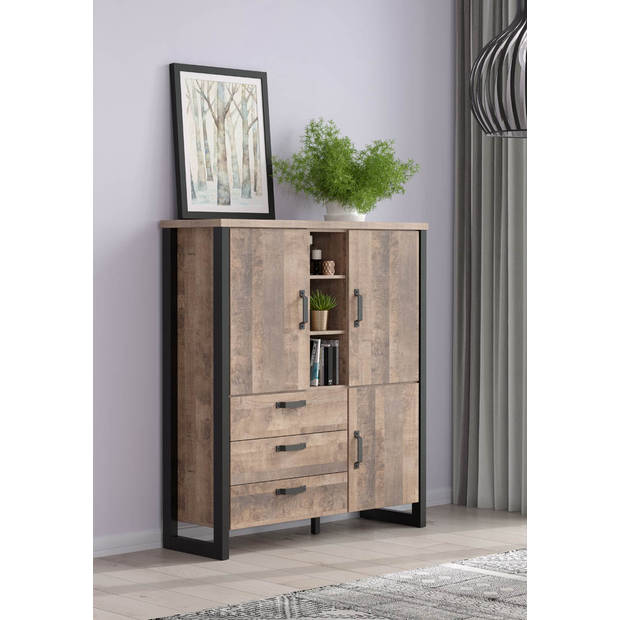 Emile dressoir 3 deuren, 3 laden, 3 planken, eik decor.