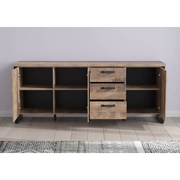 Emile dressoir 3 deuren, 3 laden, eik decor.