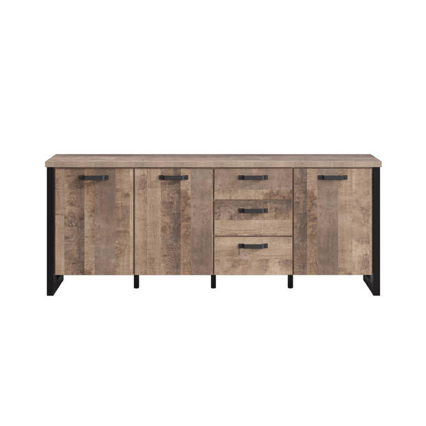 Emile dressoir 3 deuren, 3 laden, eik decor.