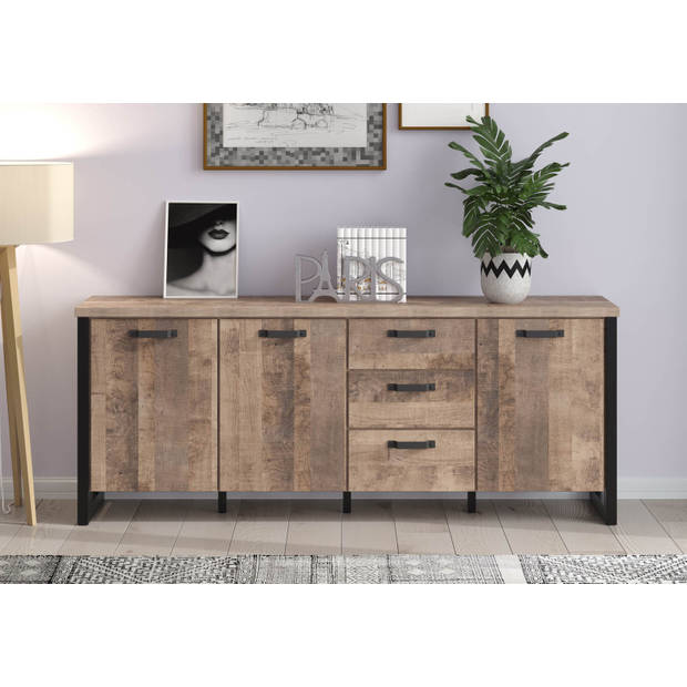 Emile dressoir 3 deuren, 3 laden, eik decor.