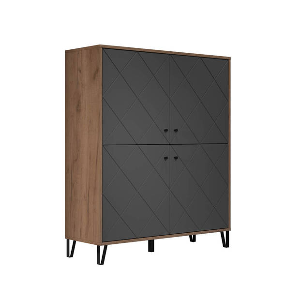 Montez dressoir 4 deuren, grafiet.