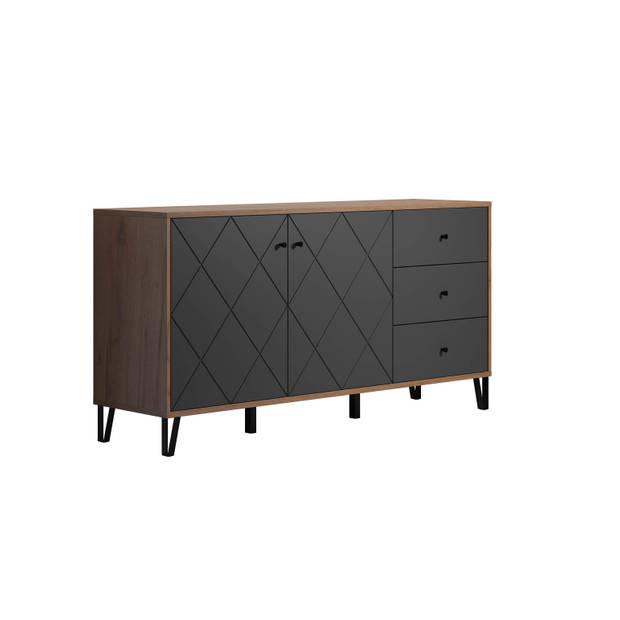 Montez dressoir 2 deuren, 3 laden, grafiet.