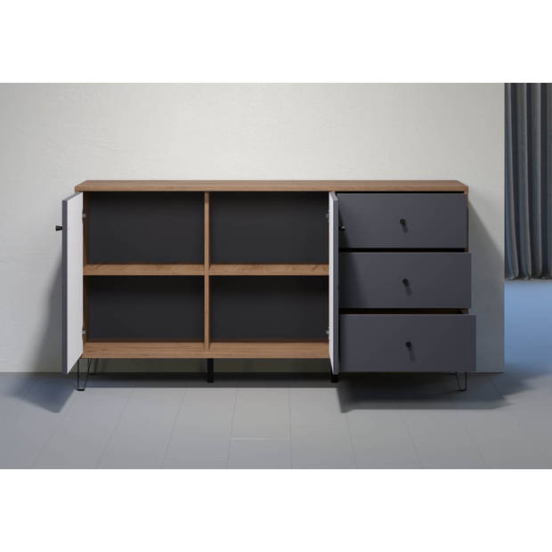 Montez dressoir 2 deuren, 3 laden, grafiet.