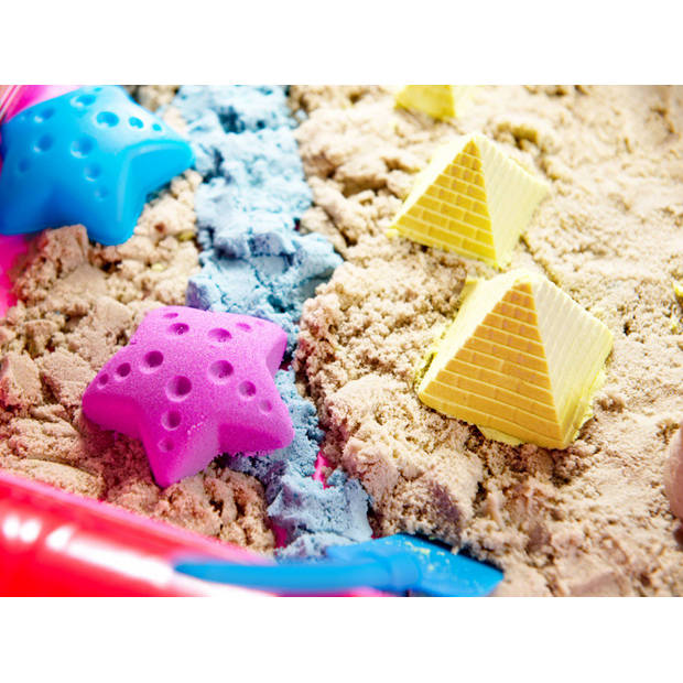 Kinetisch zand met opblaasbare bak met 16 accessoires, pomp en 2 kg zand
