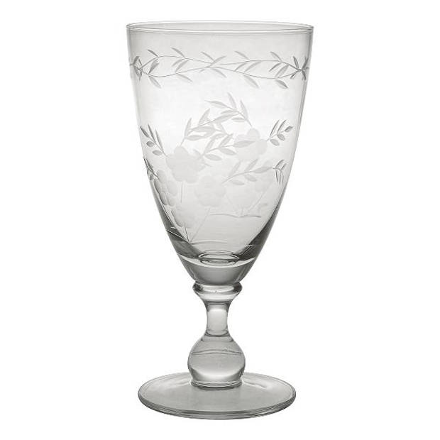 6x GreenGate Wijnglazen helder glas met gravering - handgemaakt (18 x 9 cm) 350 ml