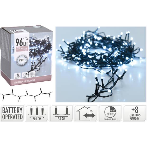 Kerstverlichting - 96 led lampjes - helder wit - 700 cm - lichtsnoer - Kerstverlichting kerstboom