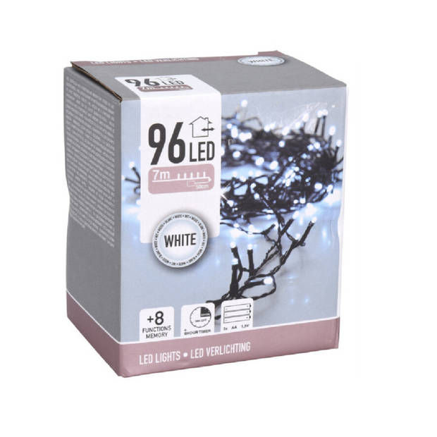 Kerstverlichting - 96 led lampjes - helder wit - 700 cm - lichtsnoer - Kerstverlichting kerstboom